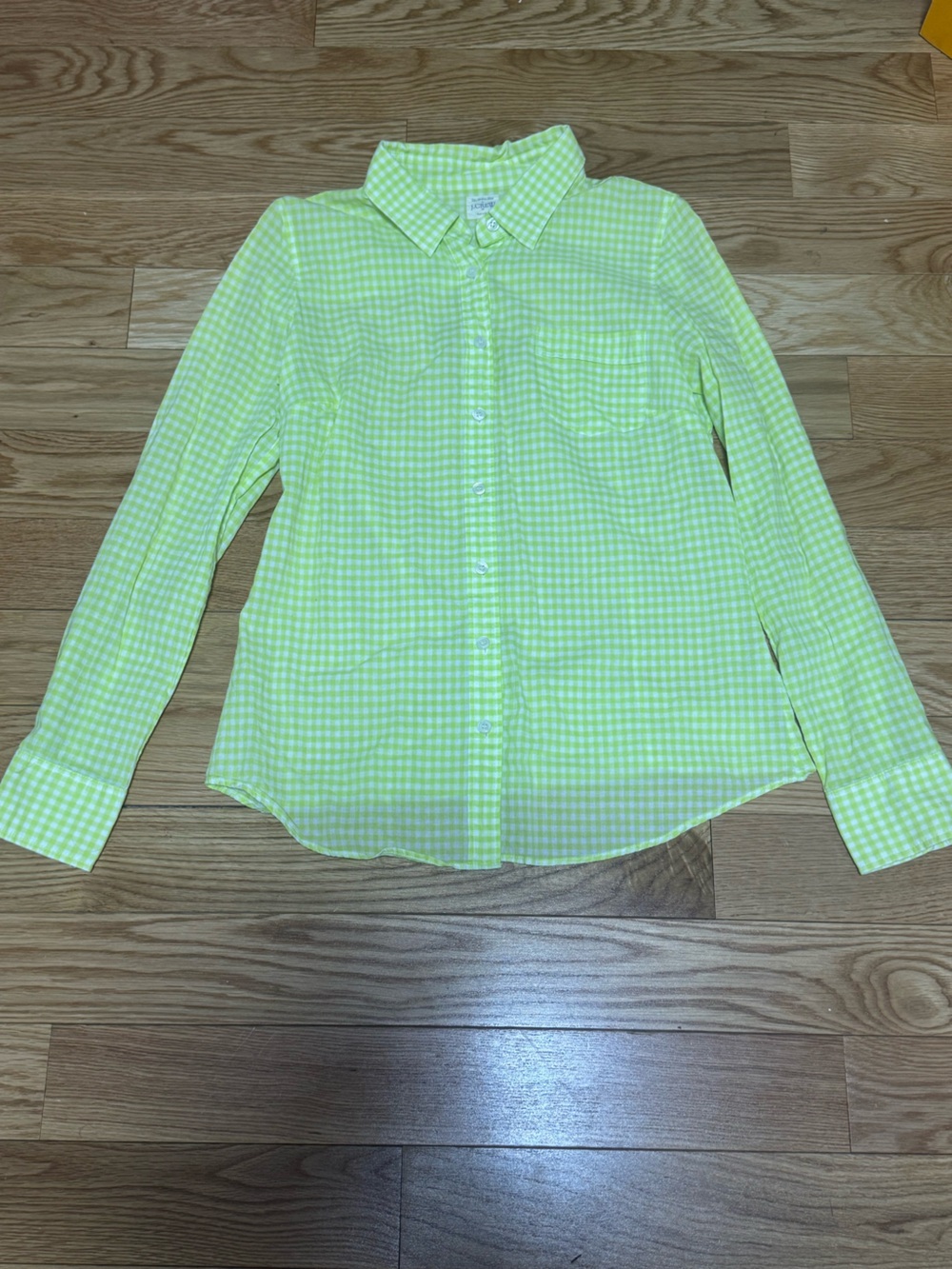 J. Crew Lime Green Gingham Button-Down Shirt